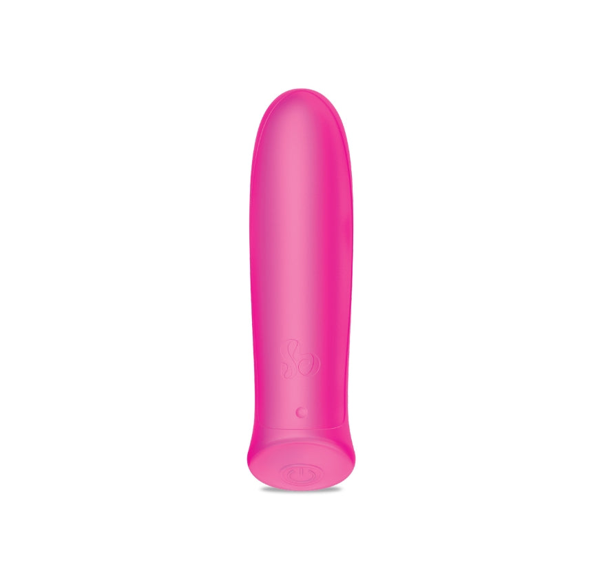 So Divine Rechargeable Wonder Bullet Vibrator in Pink – discreet, powerful bullet vibrator for clitoral stimulation, made with body-safe silicone and USB rechargeable.