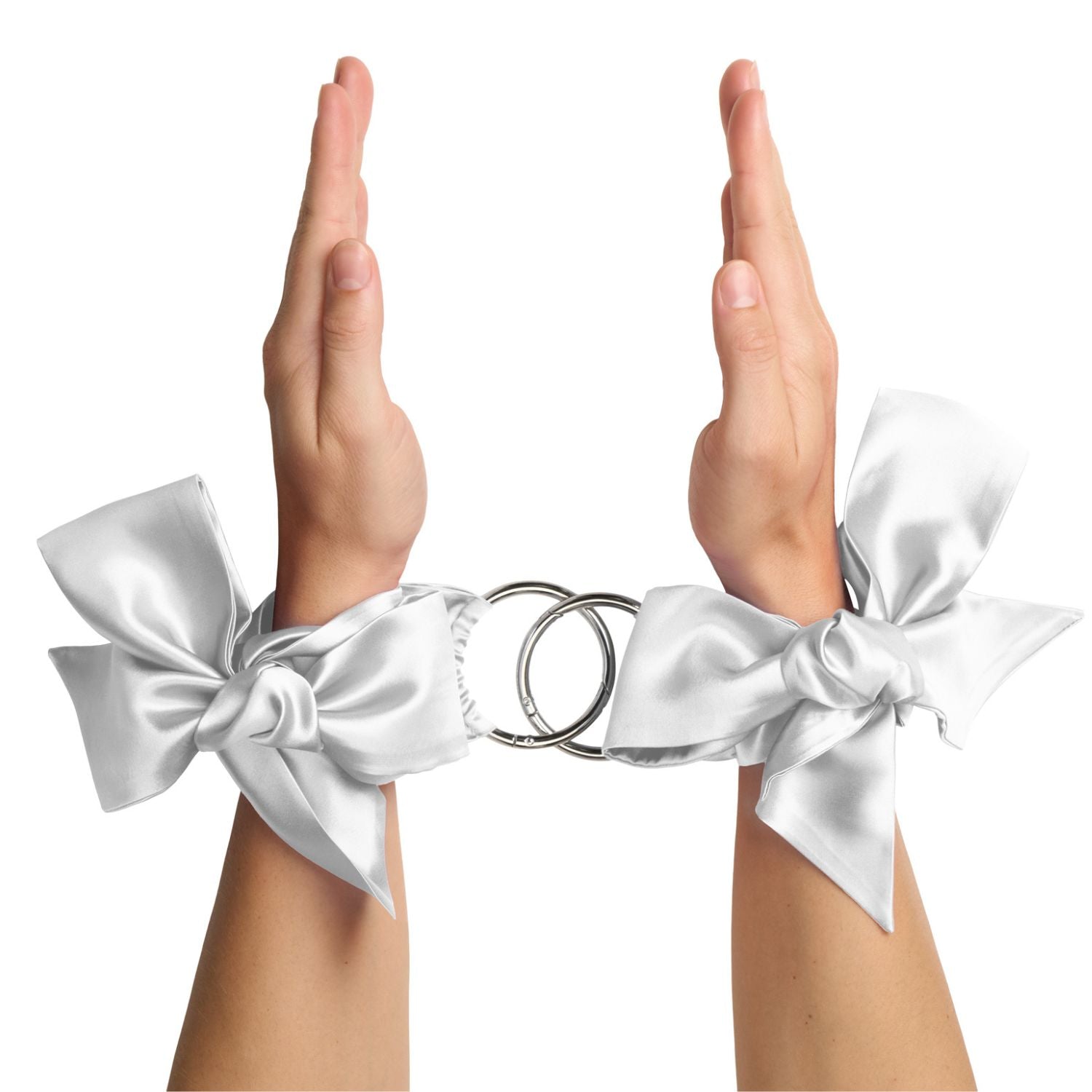 So Divine Silk Clip-On Bondage Restraints in White – elegant, soft restraints for beginner-friendly bondage and sensual play.