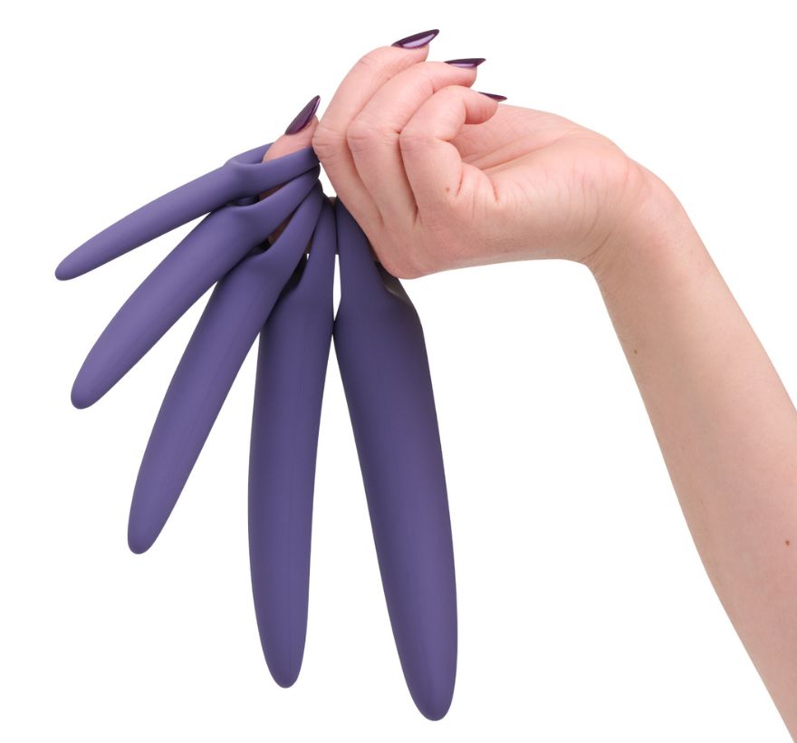 "So Divine Silicone Dilator held in hand – soft, flexible and easy to use for gradual comfort and vaginal health support.