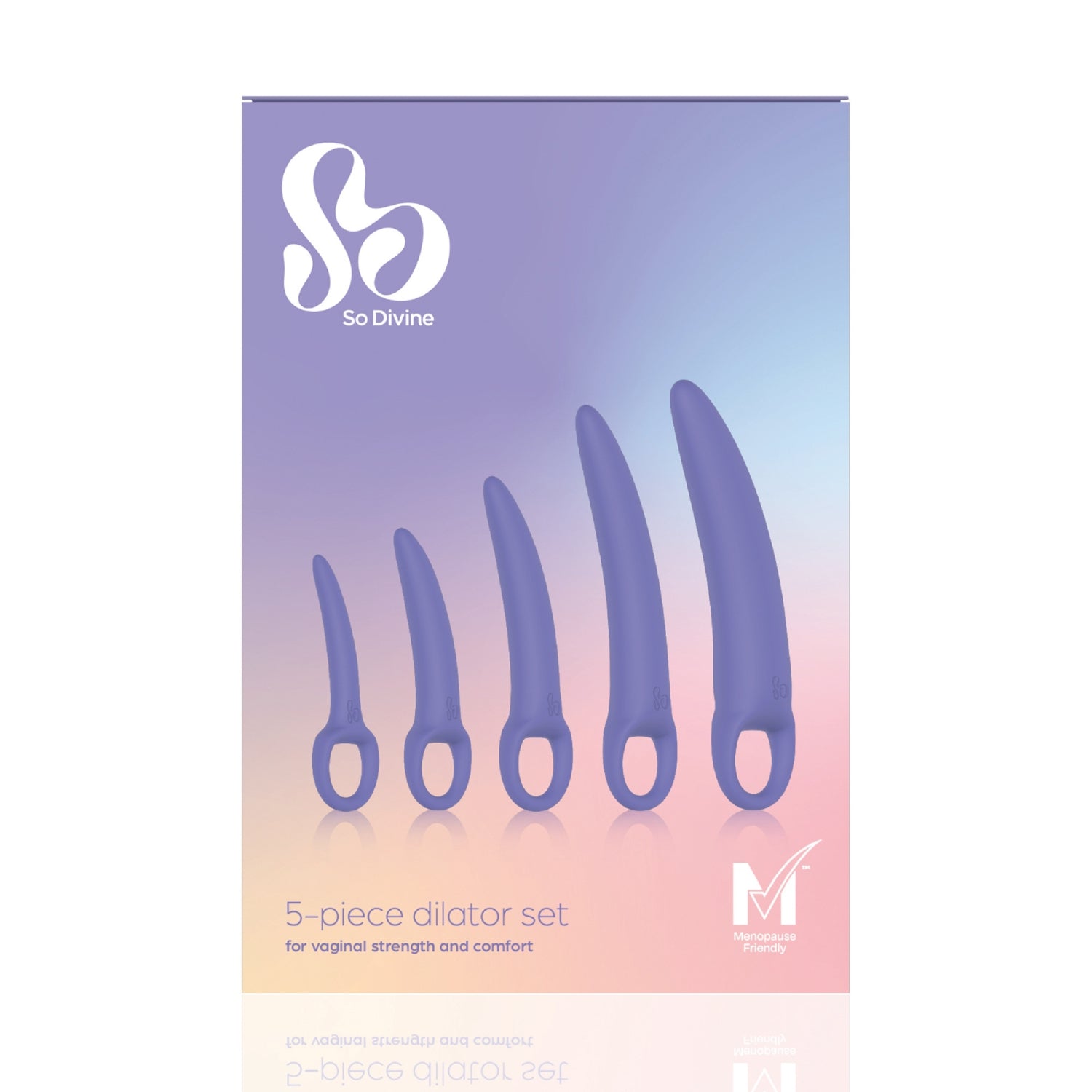 So Divine Dilator Set with M-Tick menopause-friendly symbol – designed to relieve vaginal tightness, dryness, and discomfort with expert-approved design.